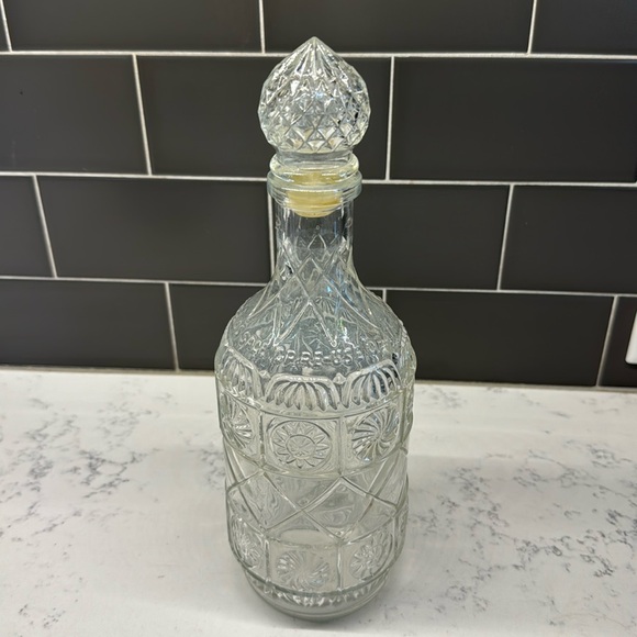 Vintage Cut Round Glass Decanter, Liquor Decanter - Picture 1 of 10